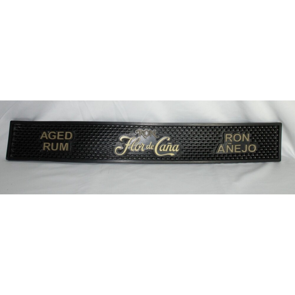 Flor De Cana Bar Spill Drip Mat Black Aged Rum Ron Anejo No Rips or Tears